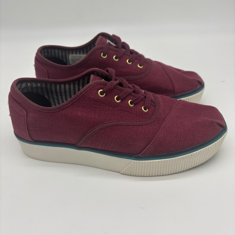 Toms Women's‎ Cordones Platform Burgundy Sneakers Size 9.5 Travel Y2K Raisin